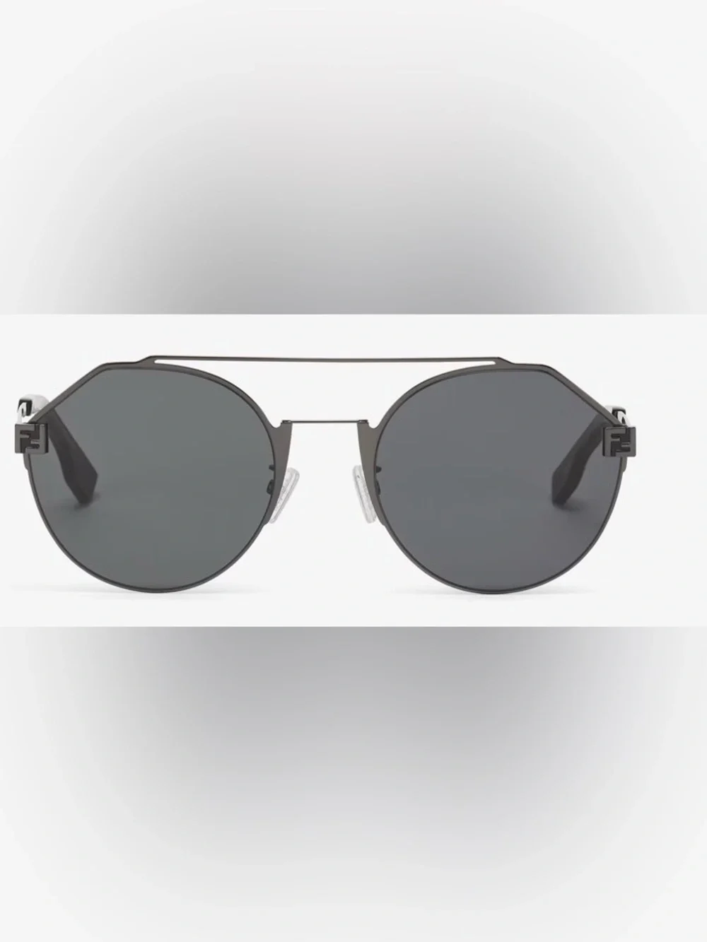 FENDI Round Metal Frame Sunglasses - Black Lenses
